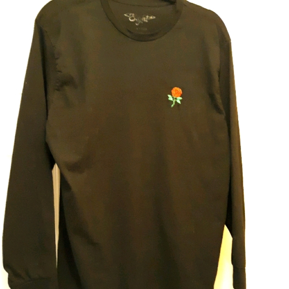 EIGHT MEN'S COTTON L/S BLACK T SHIRT